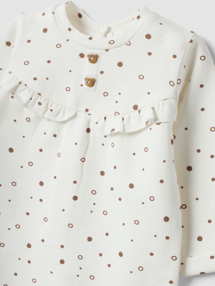 White pure organic cotton polka-dot baby sleepsuit_2