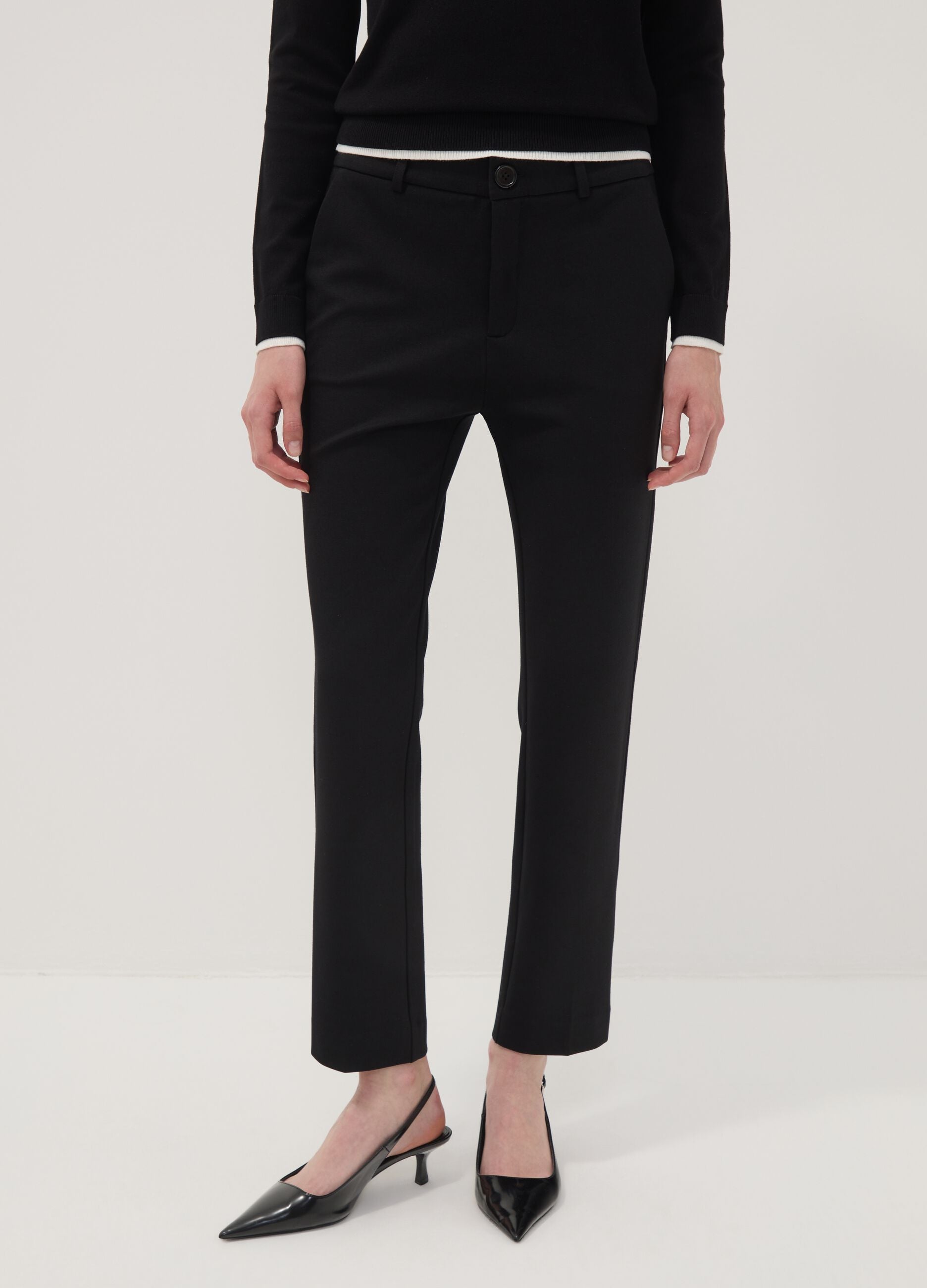Black stretch viscose trousers
