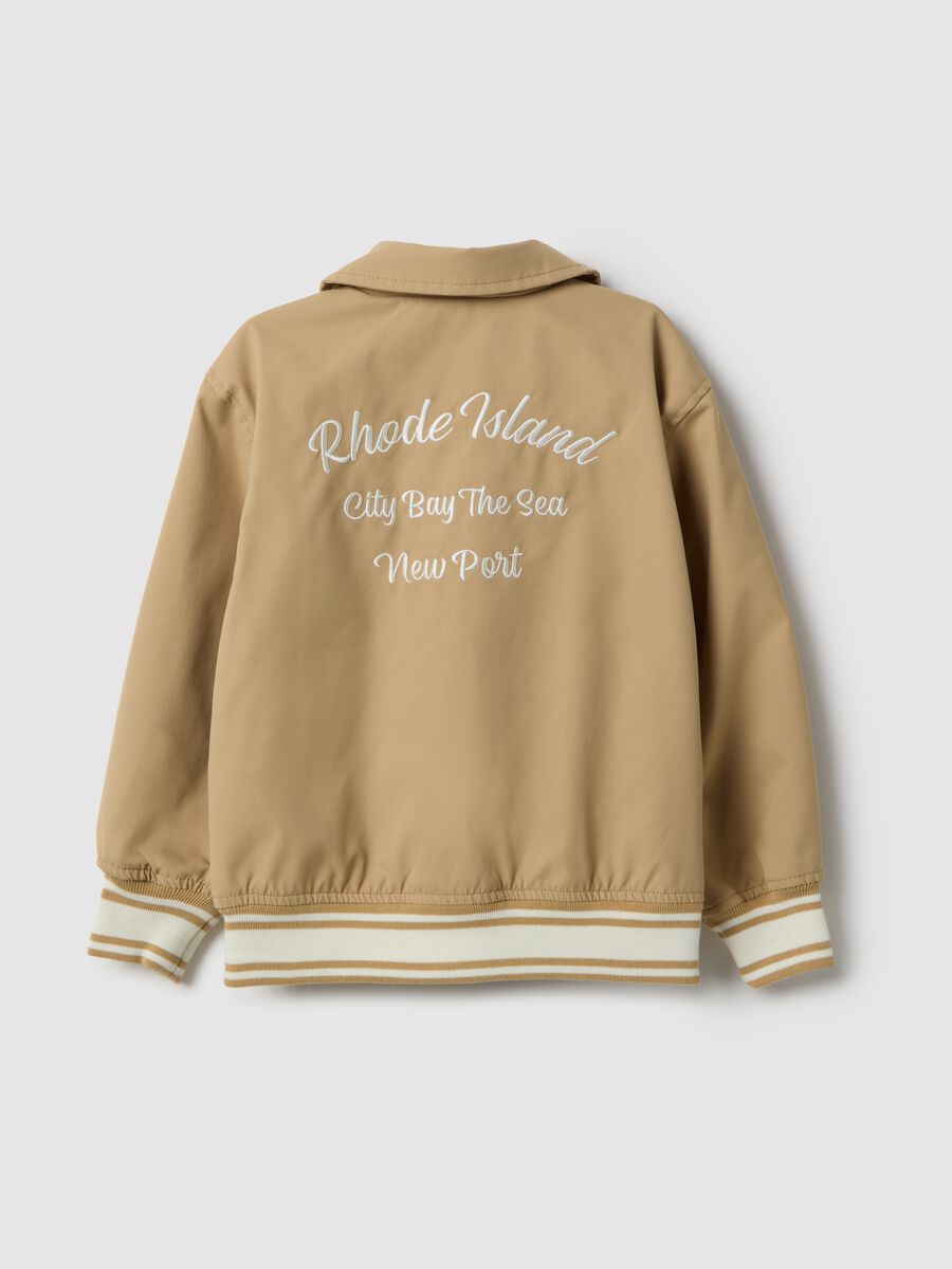 Children's beige bomber jacket regular fit with patch_1