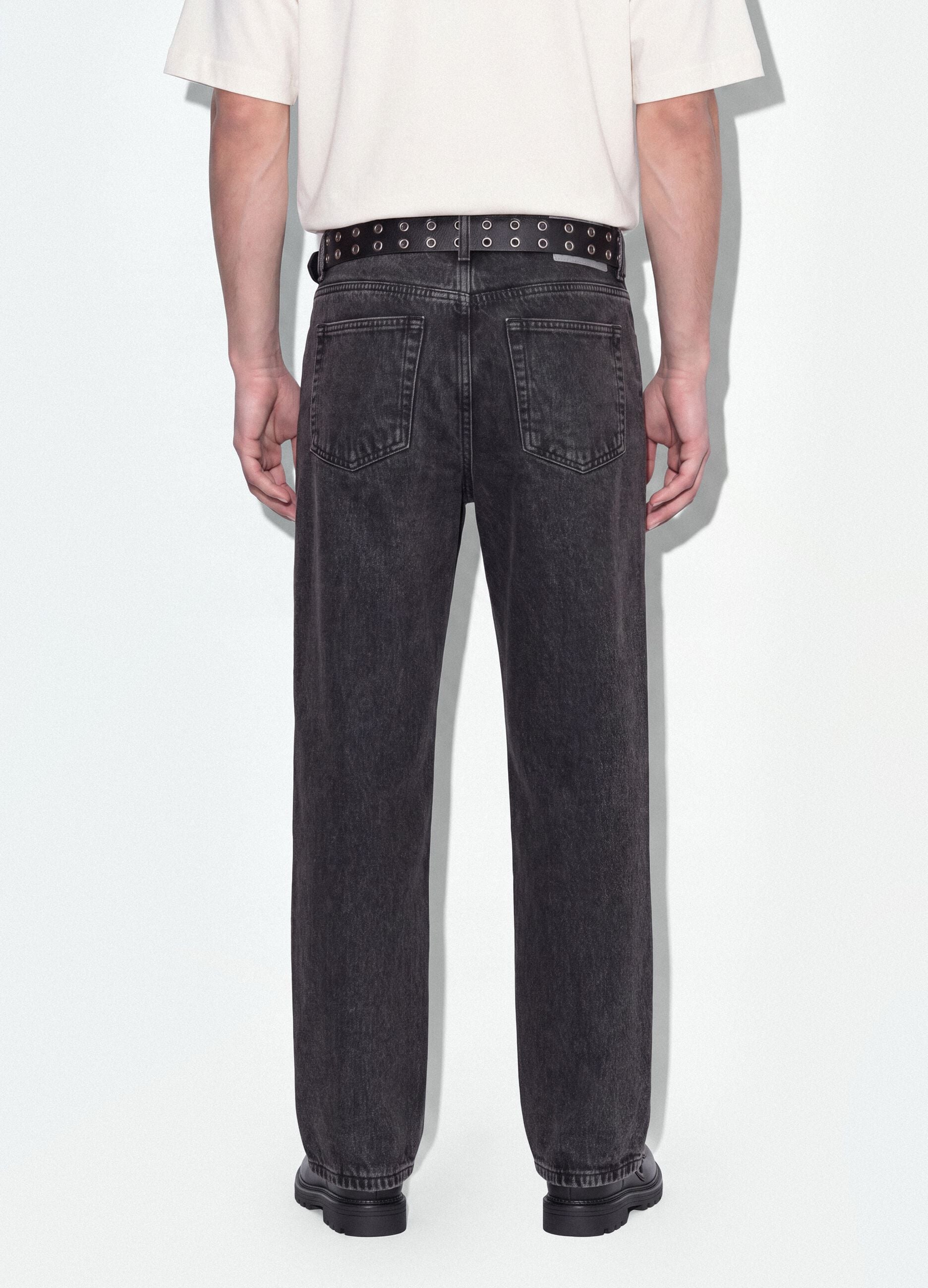 Grey denim flare-fit jeans in pure cotton