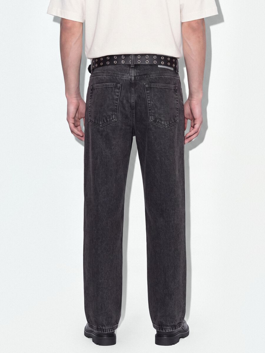 Jeans denim grigi flare fit in puro cotone_2