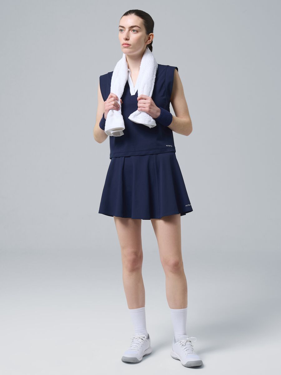 ALTAVIA COURT blue sports skirt in stretch technical fabric with integrated shorts_1