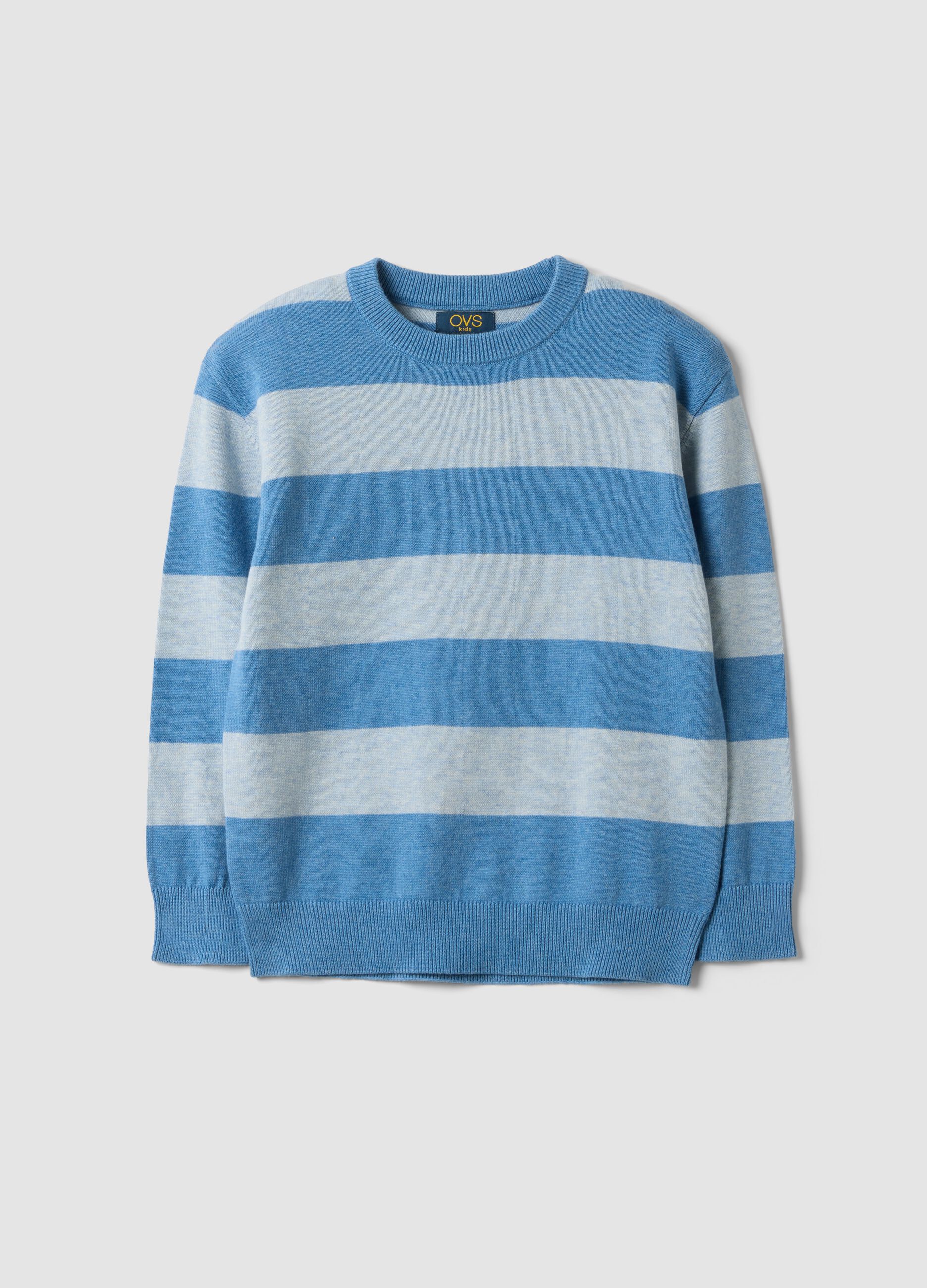 Multicolour pure cotton striped oversized fit top for boys