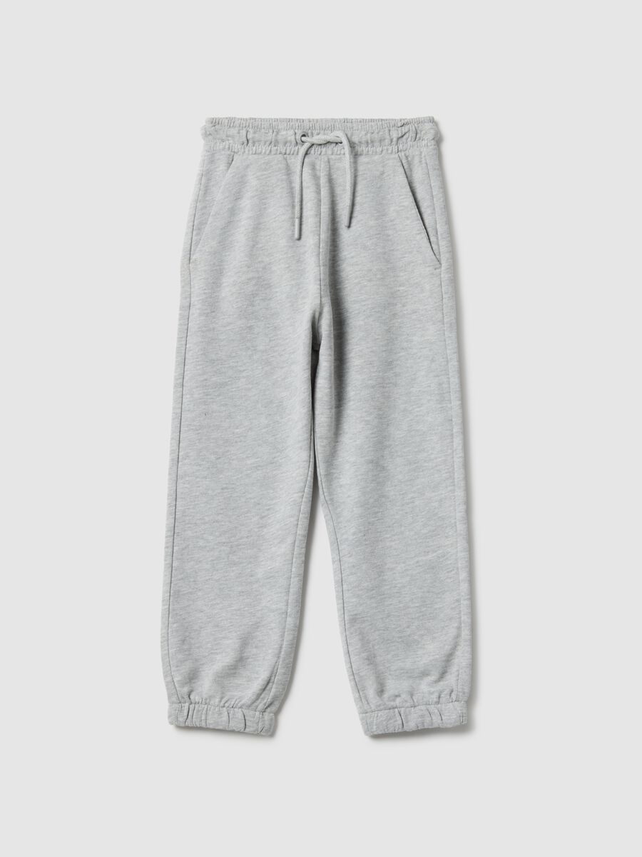 Children's grey regular fit pure cotton trousers_0