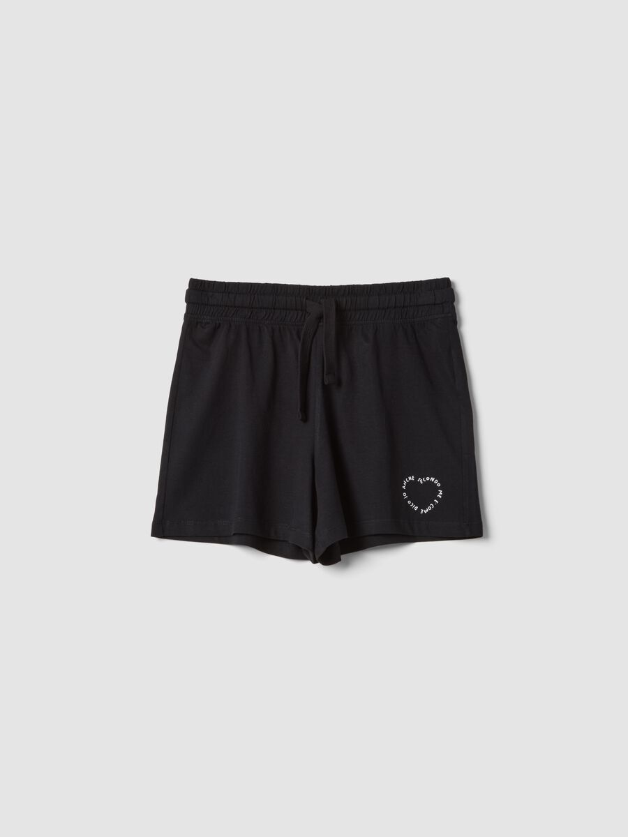 Girls&rsquo; pure cotton black shorts with elasticated waistband_3