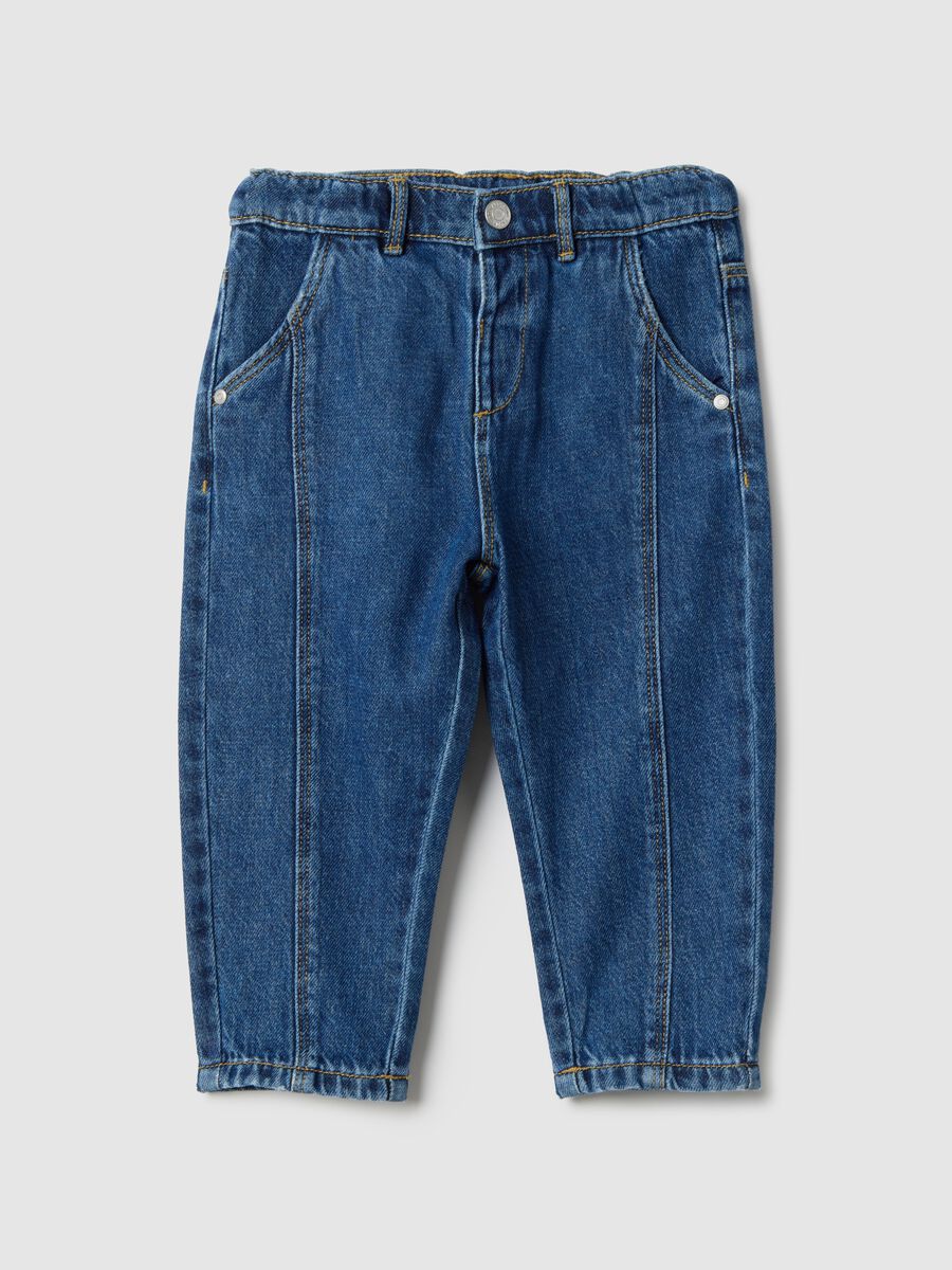 Boys' Regular Fit Blue Denim Pure Cotton Trousers_0
