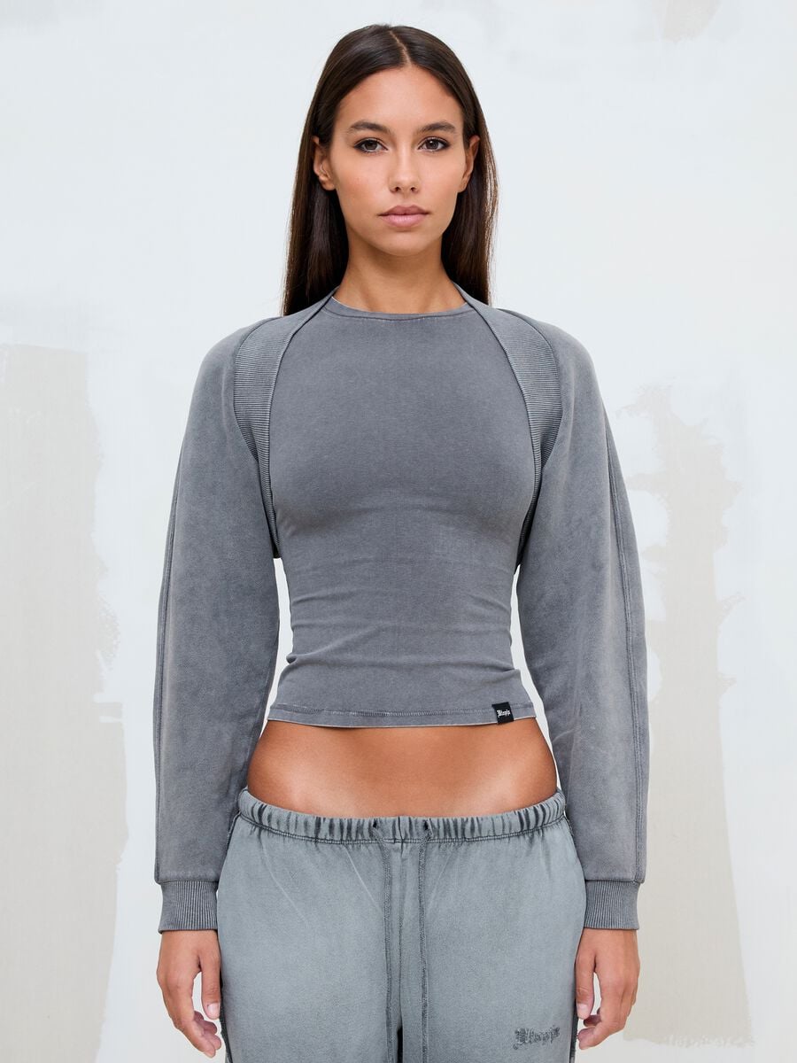 Grey Cropped Shrug Sweatshirt_2