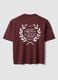Red pure cotton cropped T-shirt with boxy-fit print_6