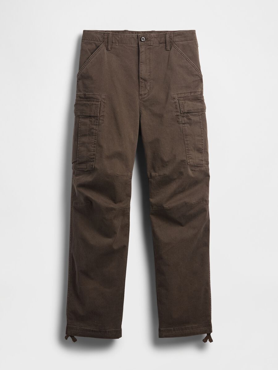 Brown Stretch Cotton Cargo Trousers_4