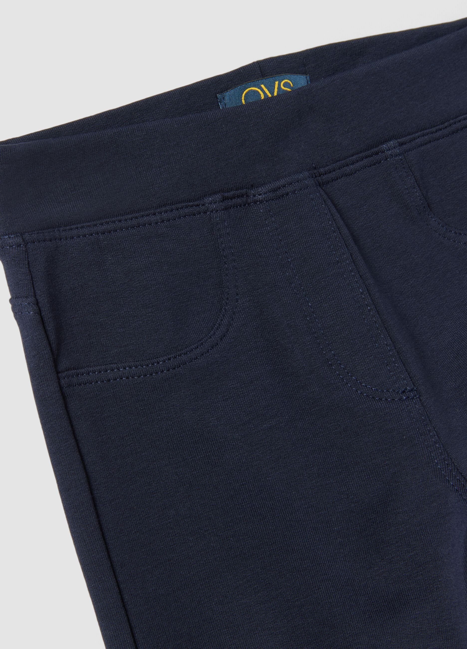Girls' blue slim-fit stretch organic cotton treggings