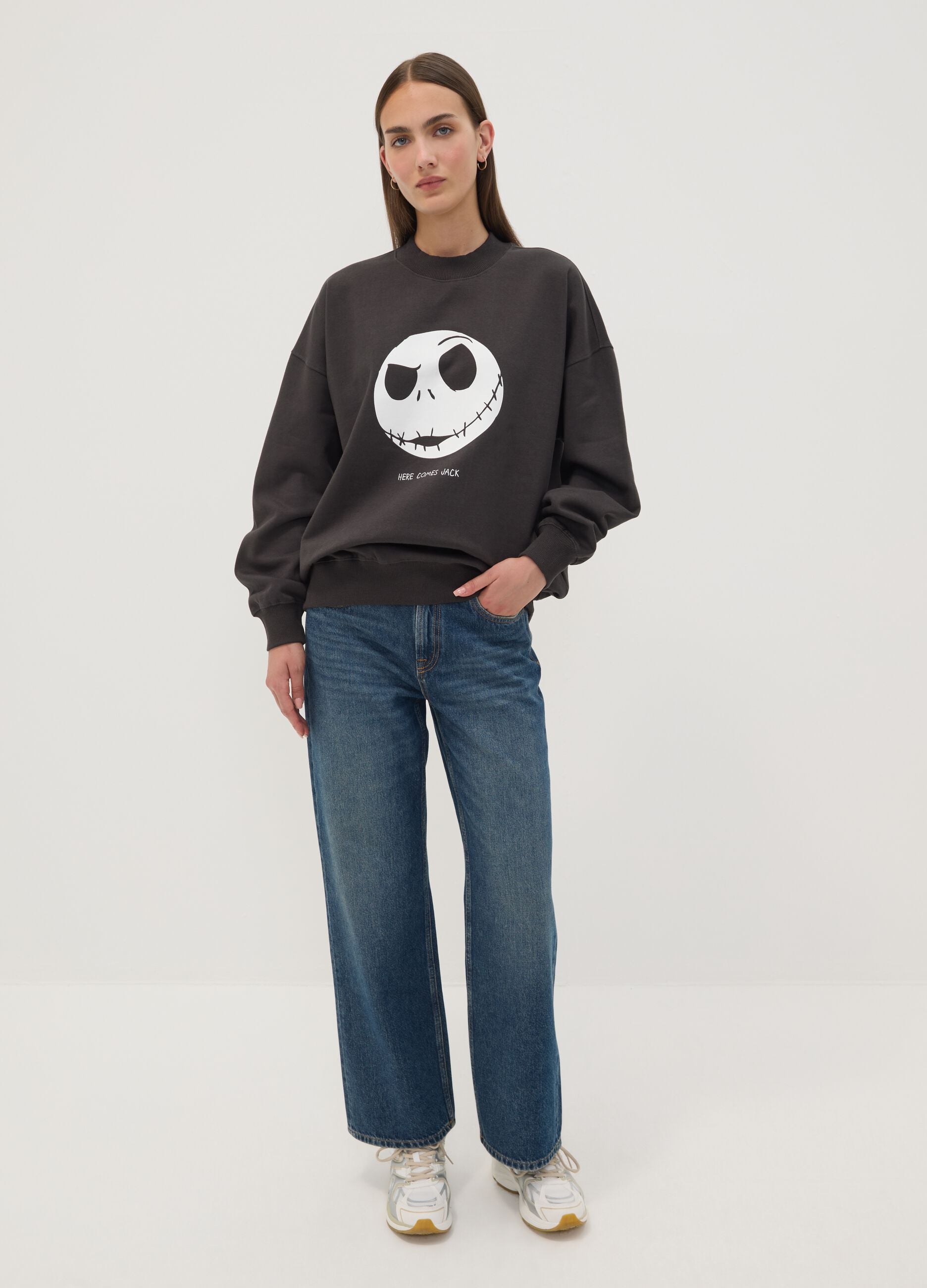 Black 100% cotton sweatshirt with The Nightmare Before Christmas print