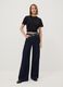 Blue denim bootcut jeans in cotton and lyocell blend_0