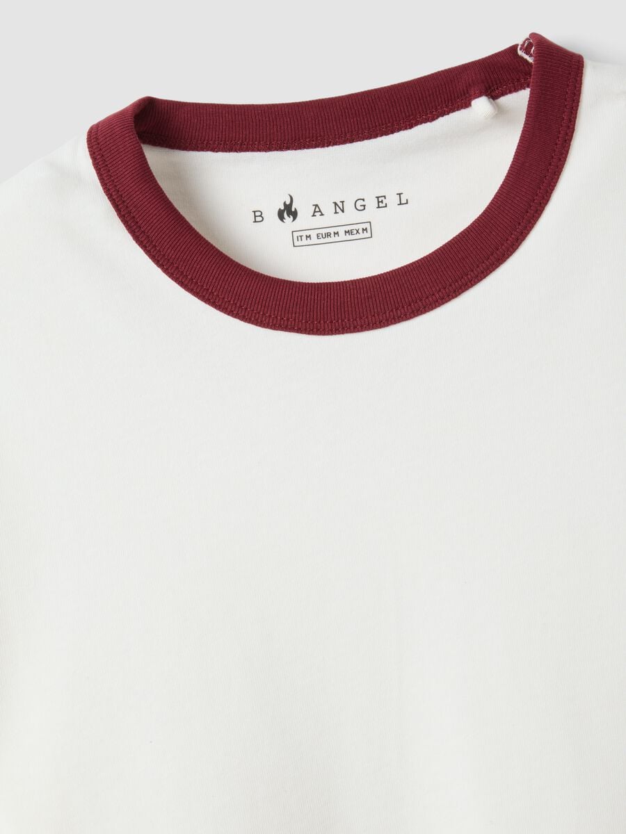 T-shirt bianca in puro cotone con girocollo fitted_5