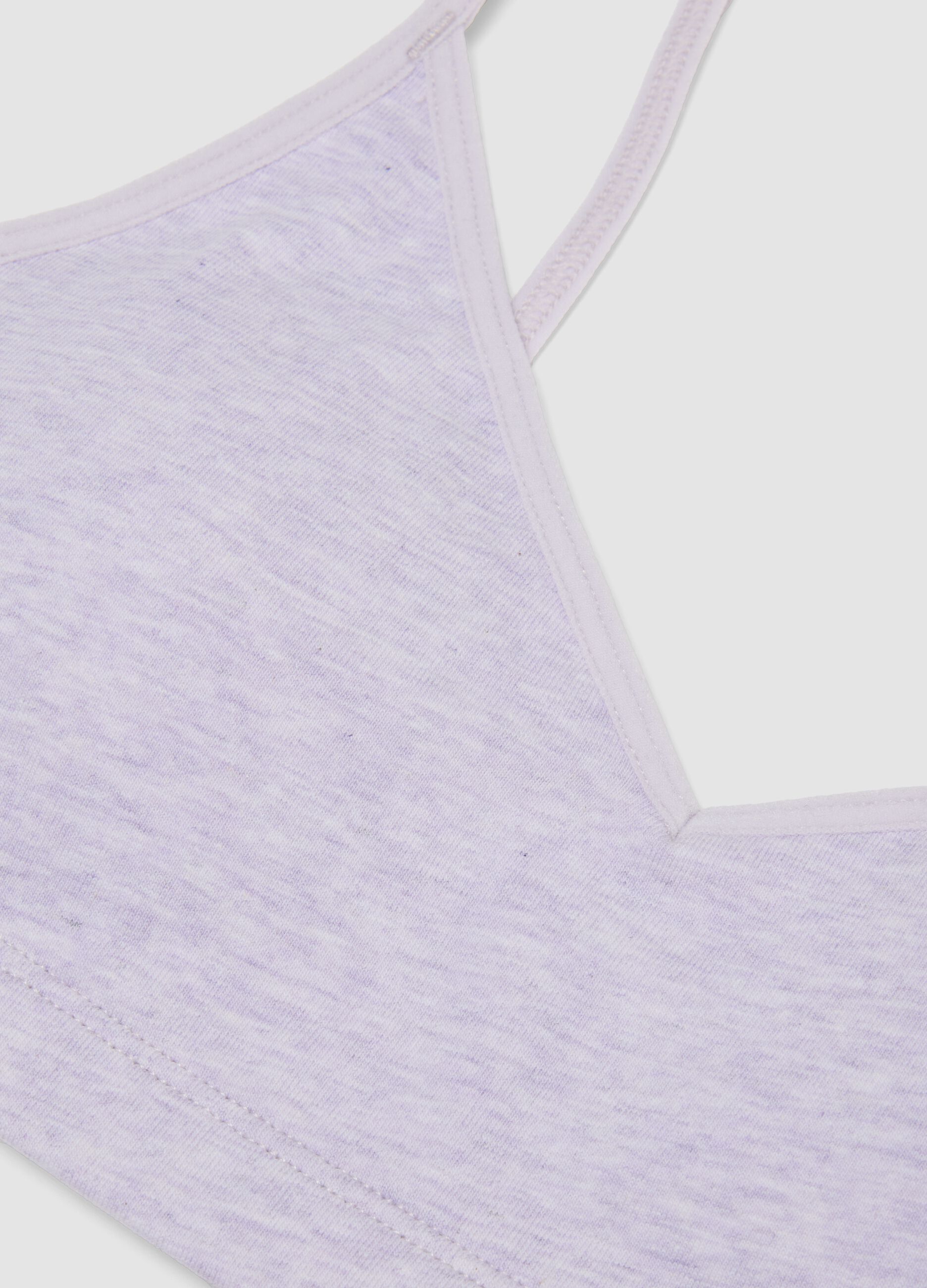 Purple organic cotton bra with thin straps for girls