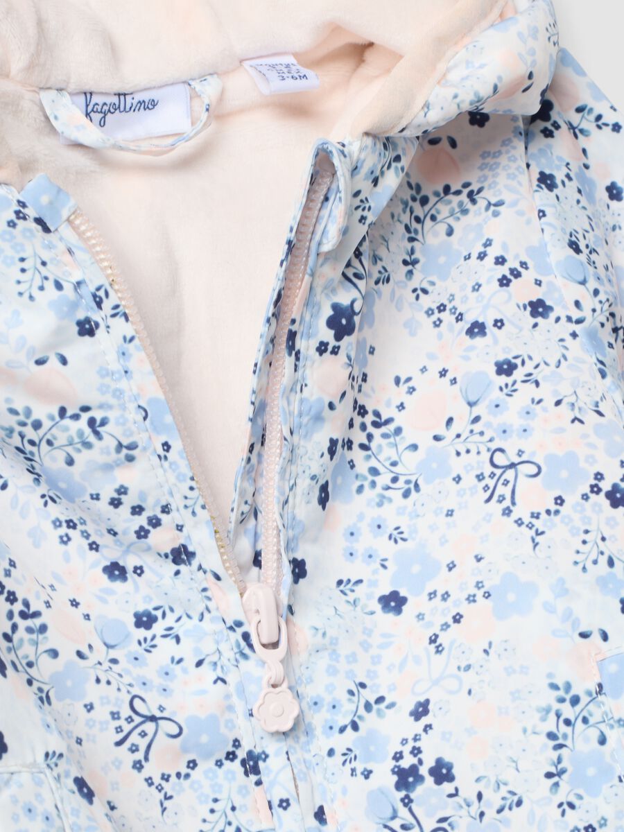 Multicolour floral hooded jacket for baby girl_3