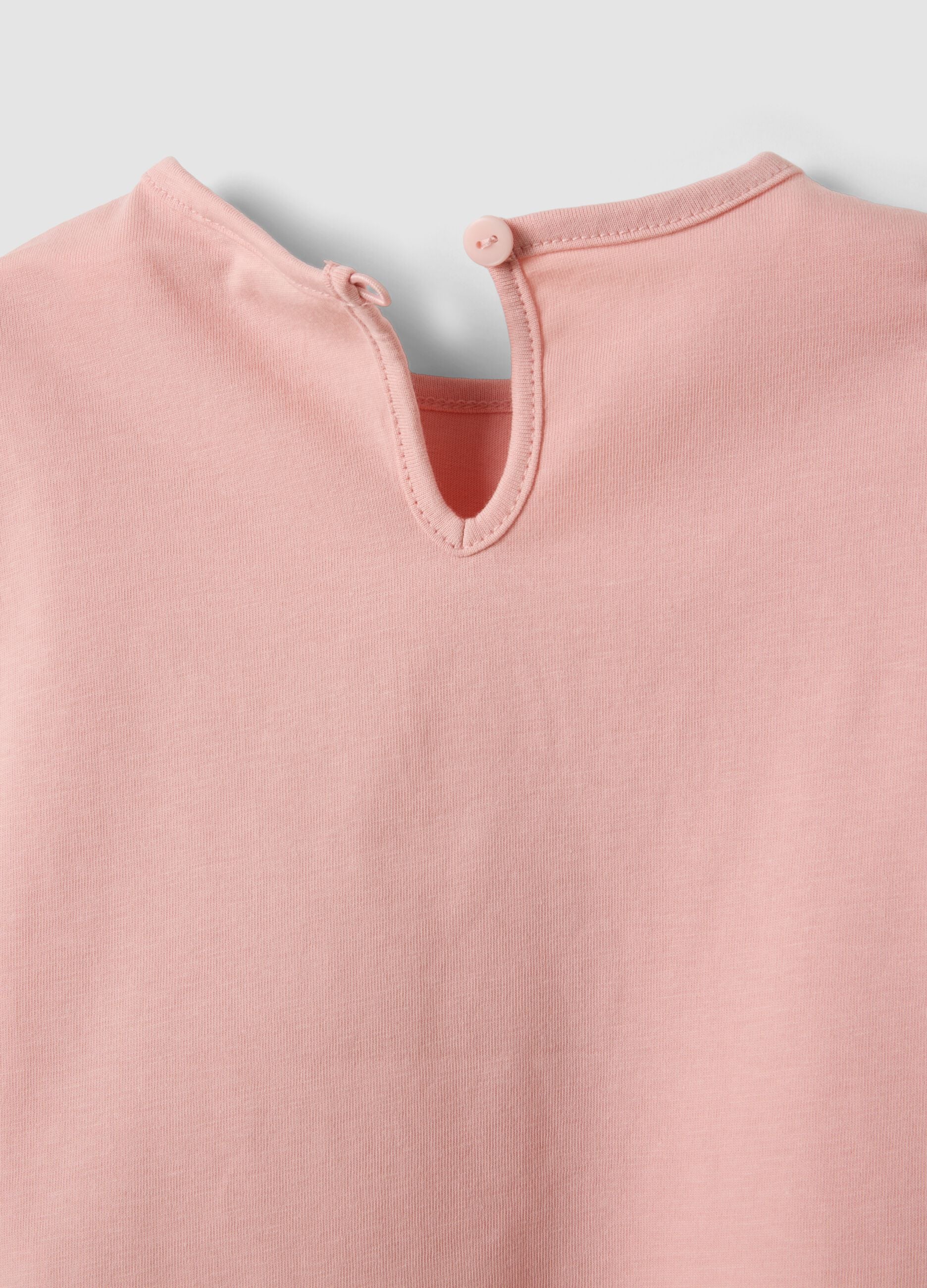 Pink organic cotton T-shirt with kitten print for baby girl