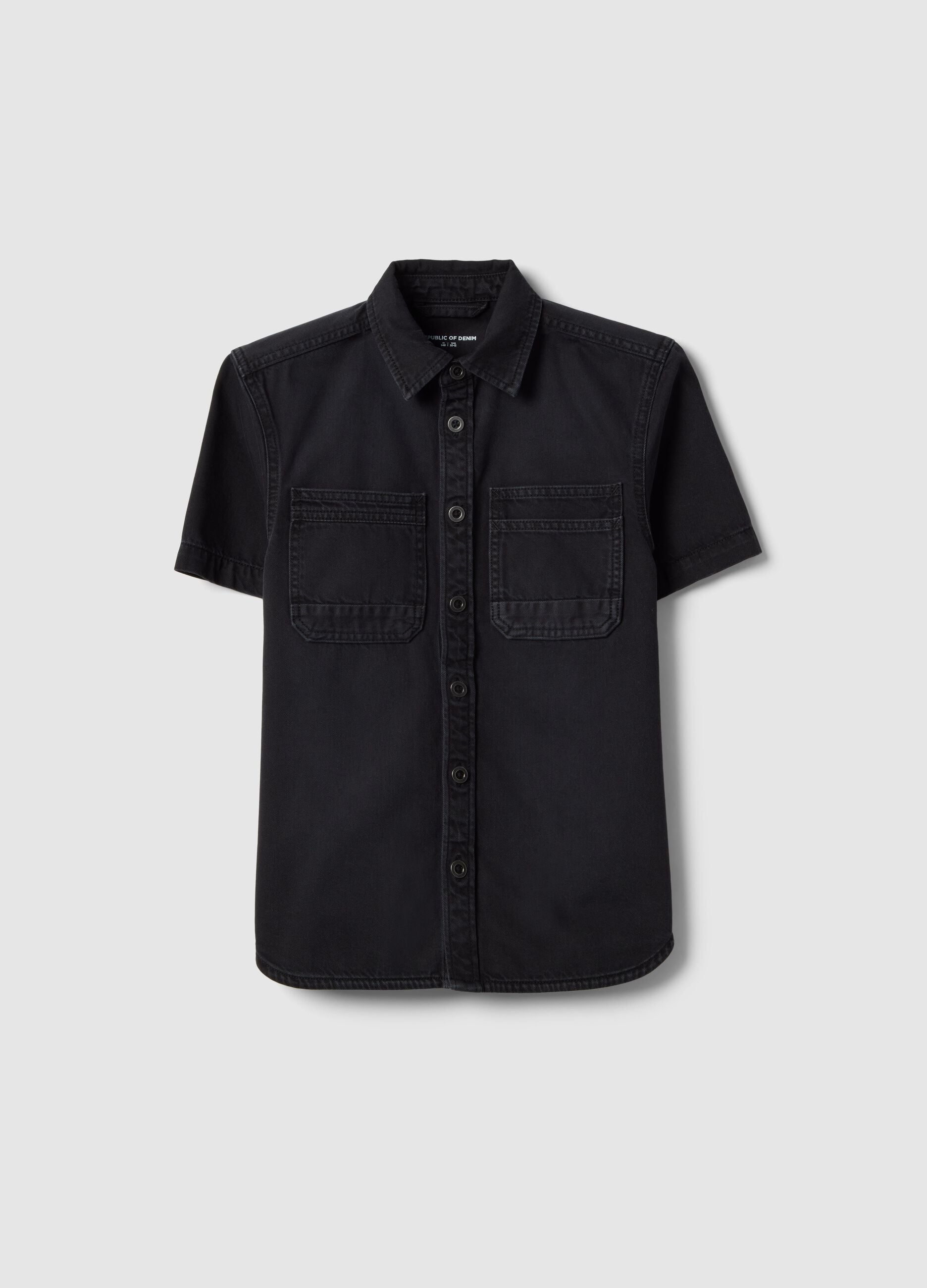 Black Short Sleeve Shirt in Pure Cotton