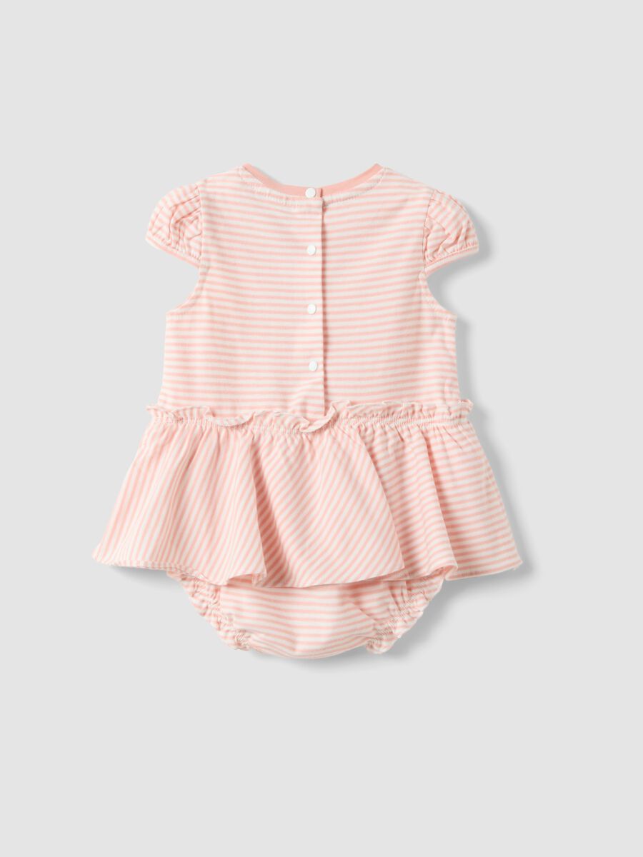 Multicolour striped pure cotton romper with embroidery for baby girls_1