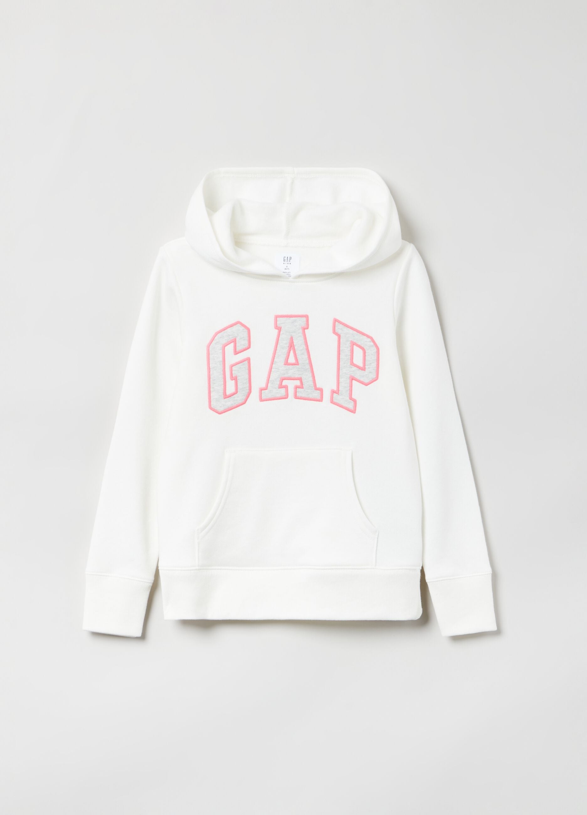 Sweatshirt with hood and logo patch