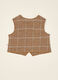 Gilet marrone a quadri in misto cotone con girocollo_2