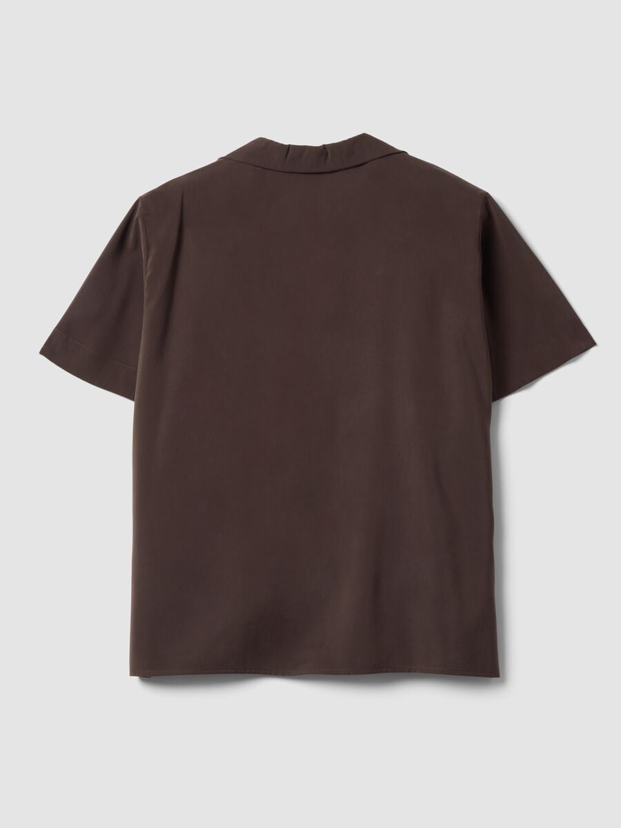 Brown oversized short-sleeve viscose-blend shirt_5