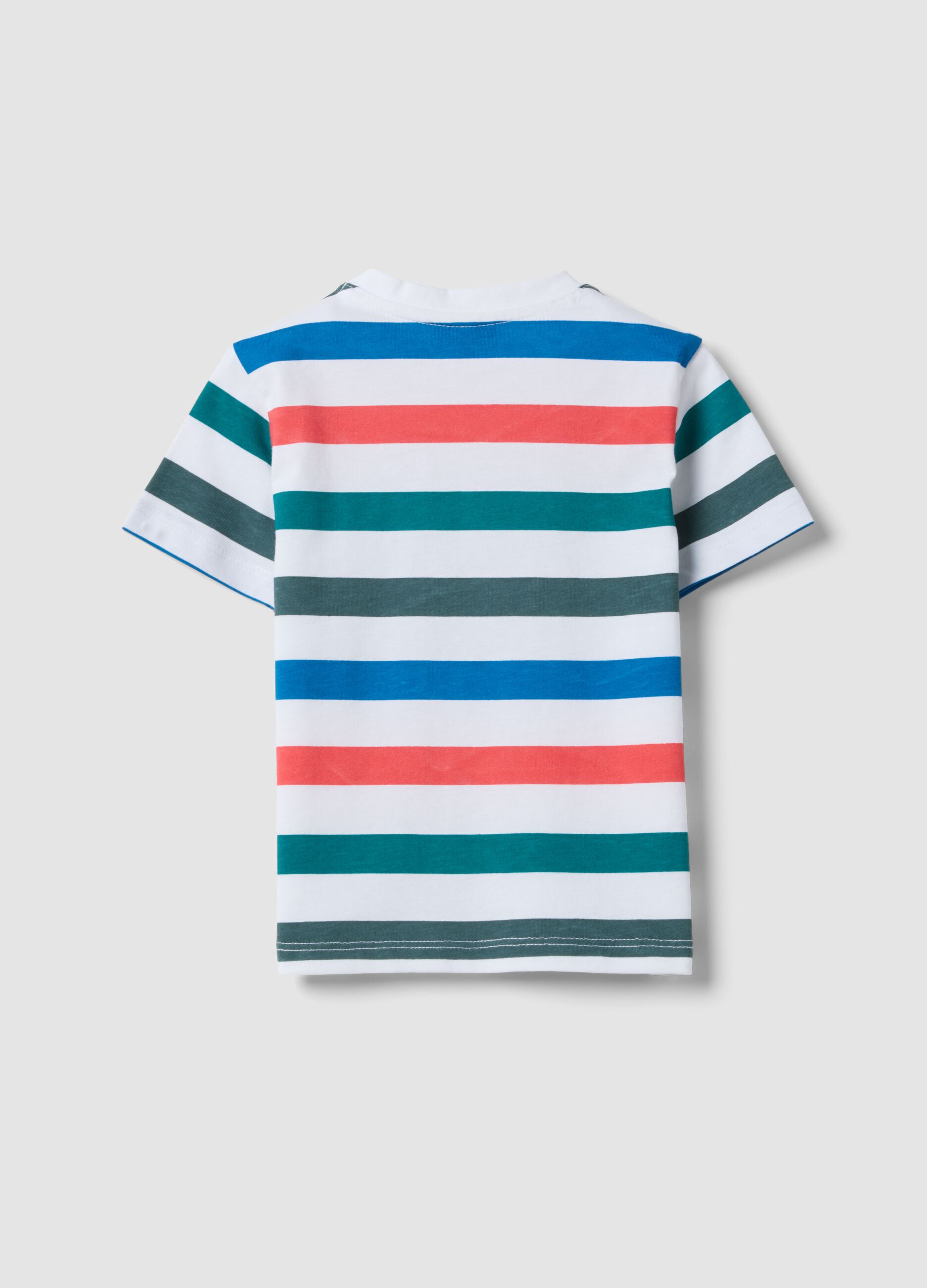 White organic cotton striped T-shirt