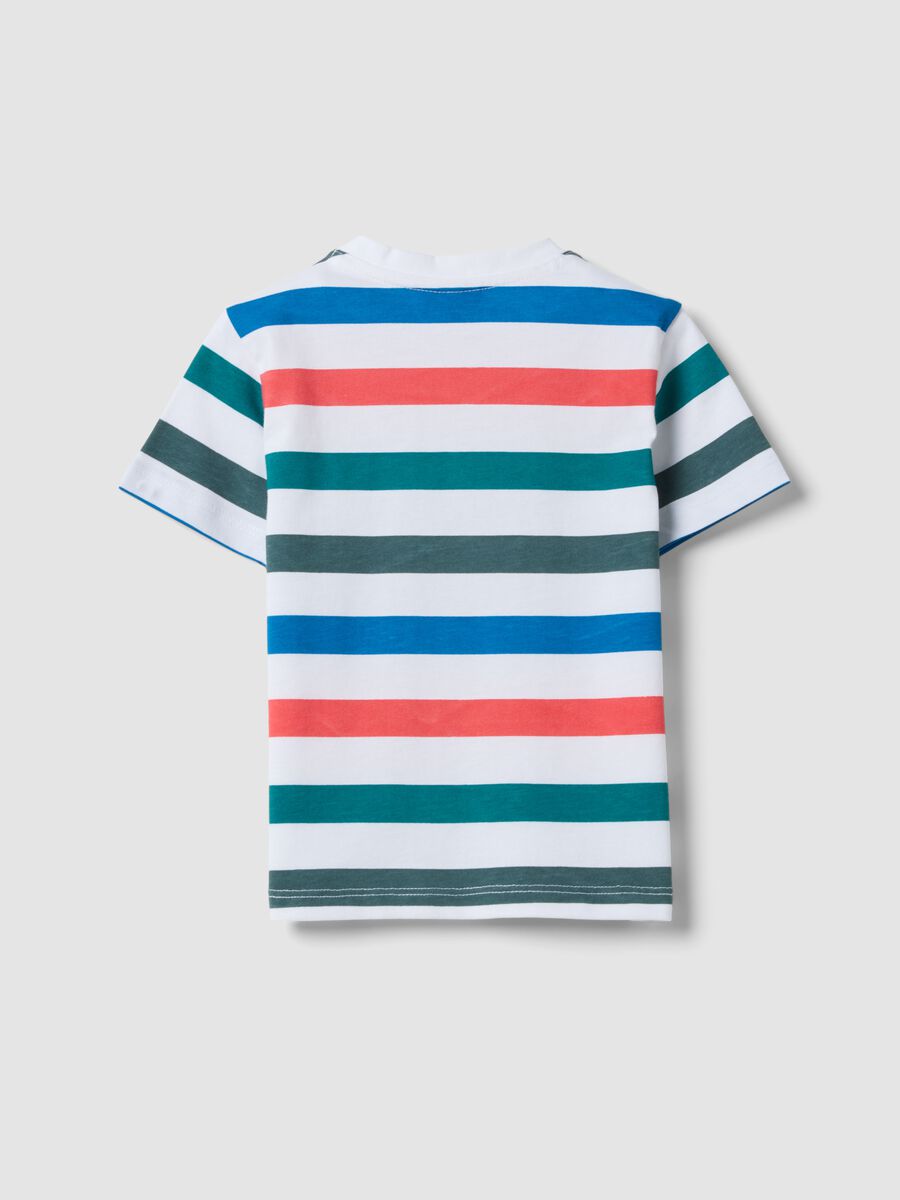 T-shirt bianca in puro cotone a righe regular fit per bimbo_1
