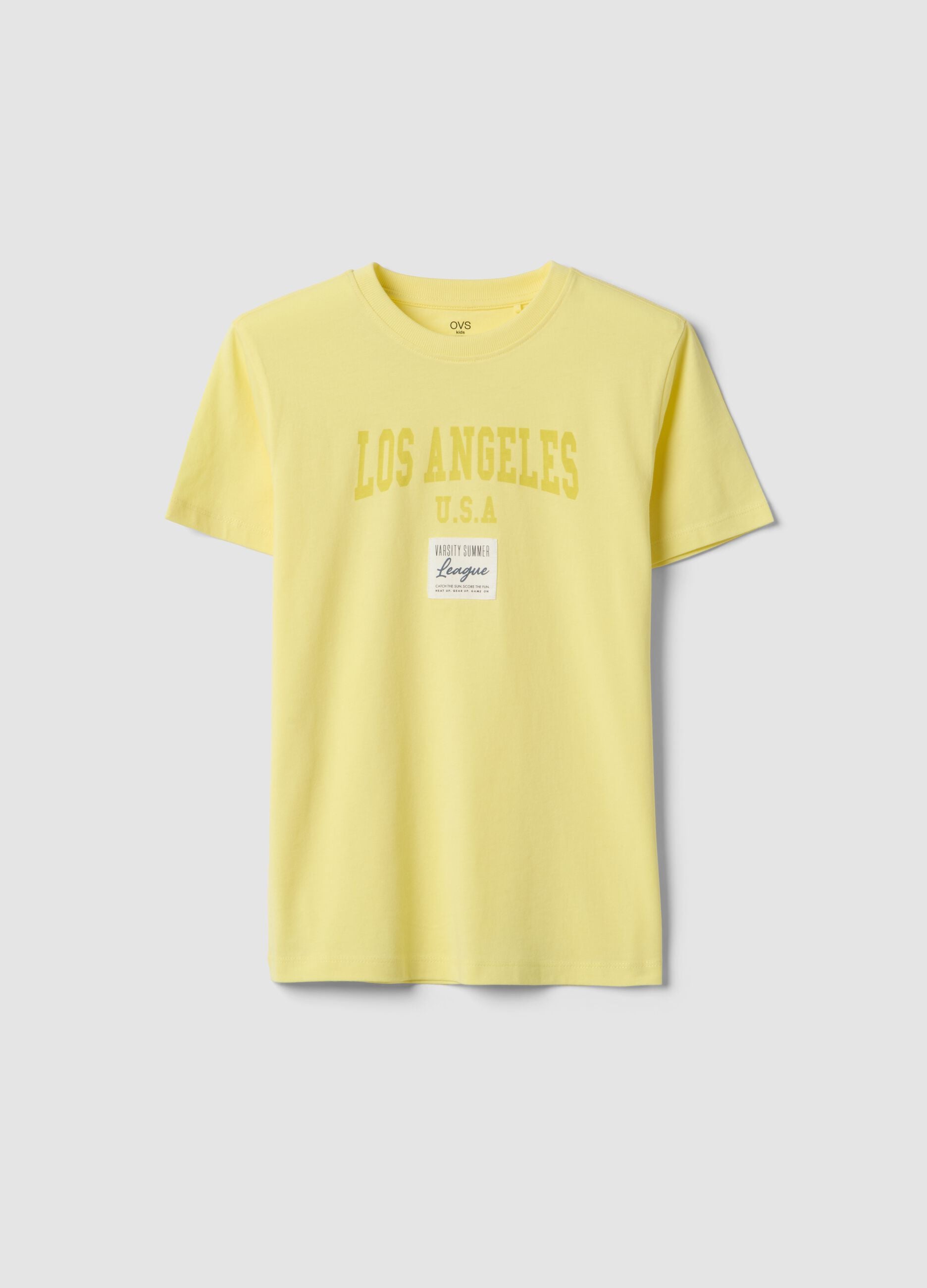 Yellow pure cotton boys' regular fit t-shirt with print