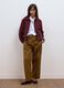 Brown stretch-cotton formal barrel-fit trousers_0