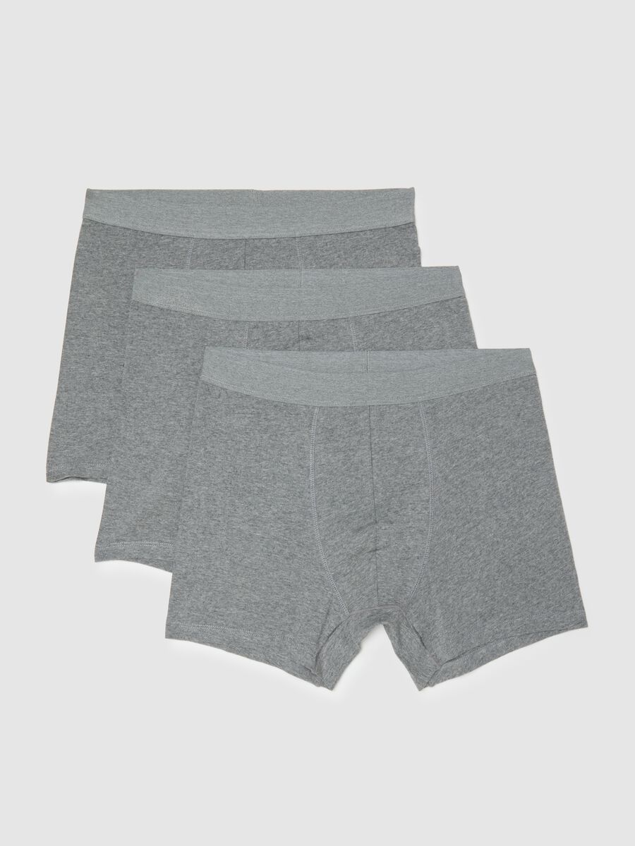 3-pack of grey midi boxer briefs in stretch organic cotton, regular fit_4