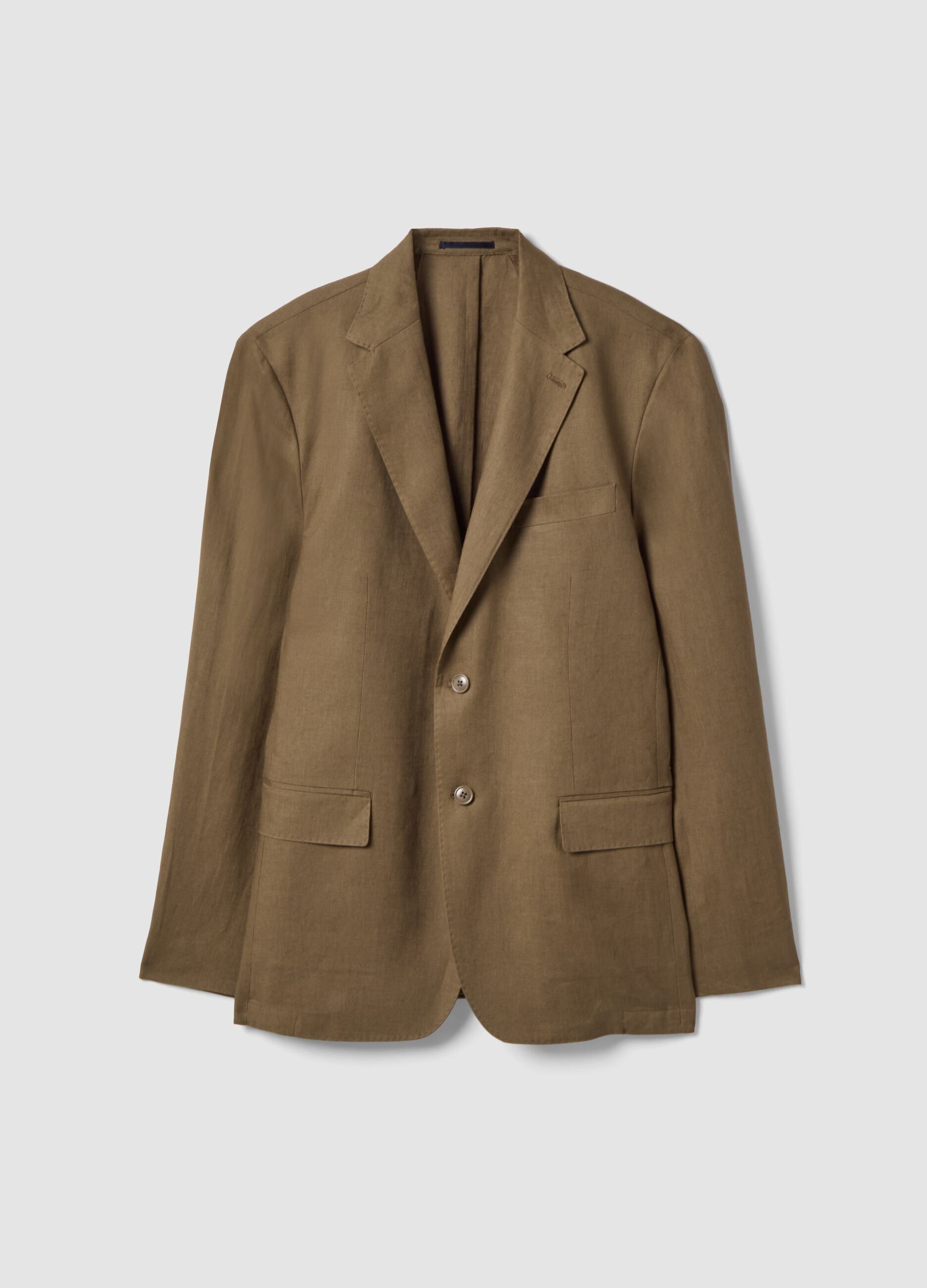 Regular Fit Brown Pure Linen Blazer