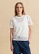 White regular fit t-shirt with floral net pattern_2