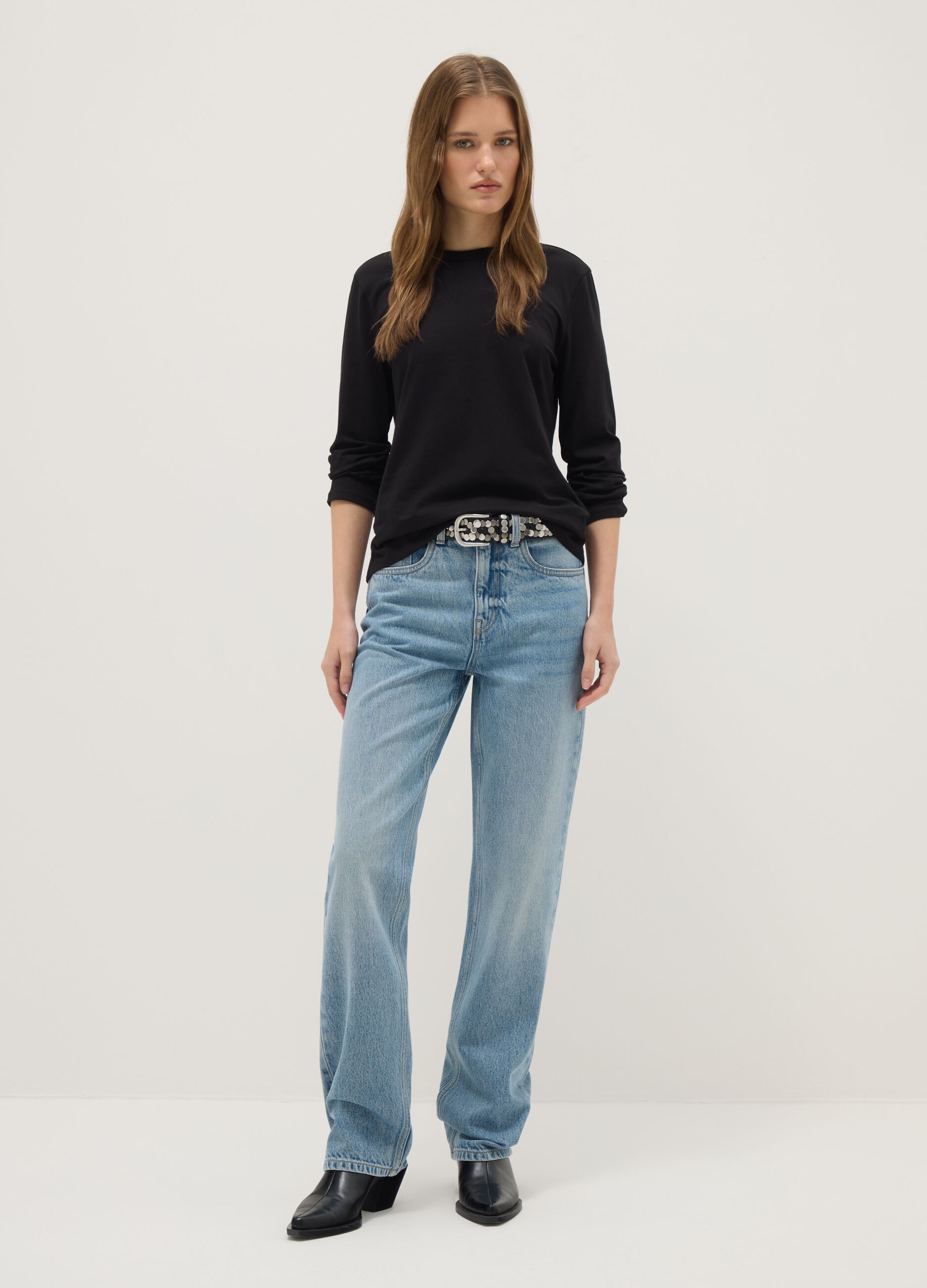 Blue pure cotton straight fit jeans