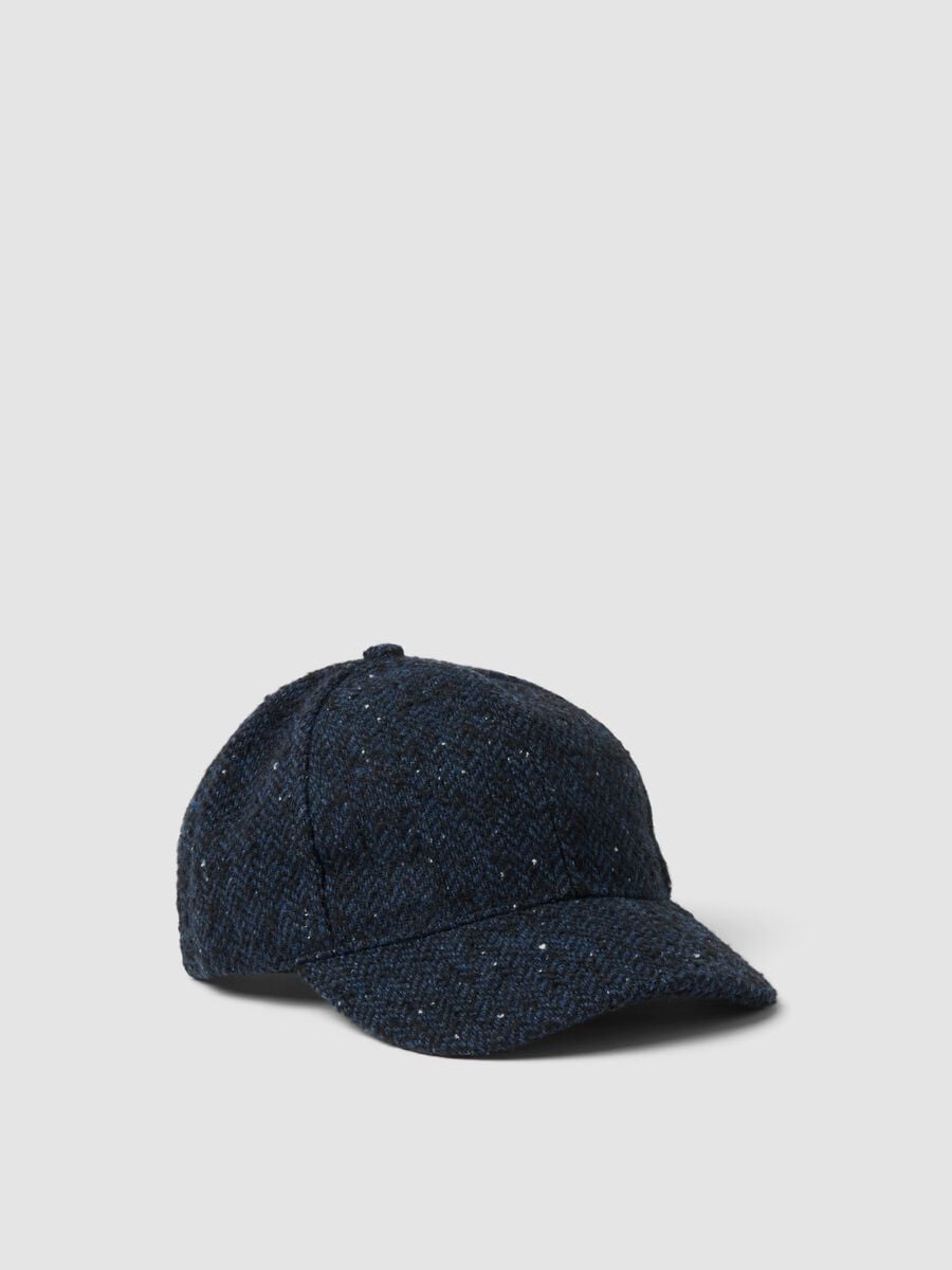 Blue baseball cap in wool and viscose blend_0