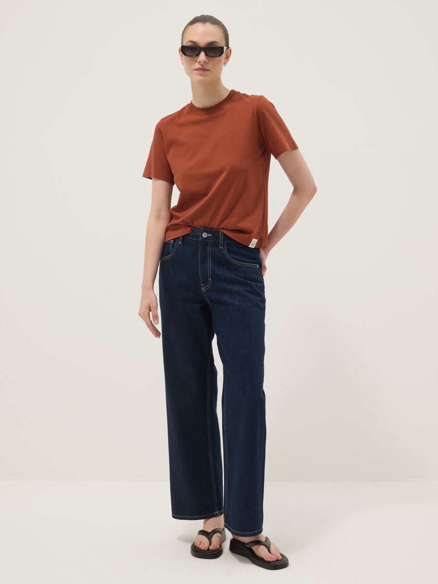Red short-sleeved pure cotton T-shirt, regular fit_1