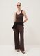 Brown stretch wide-leg trousers with crinkled texture_0