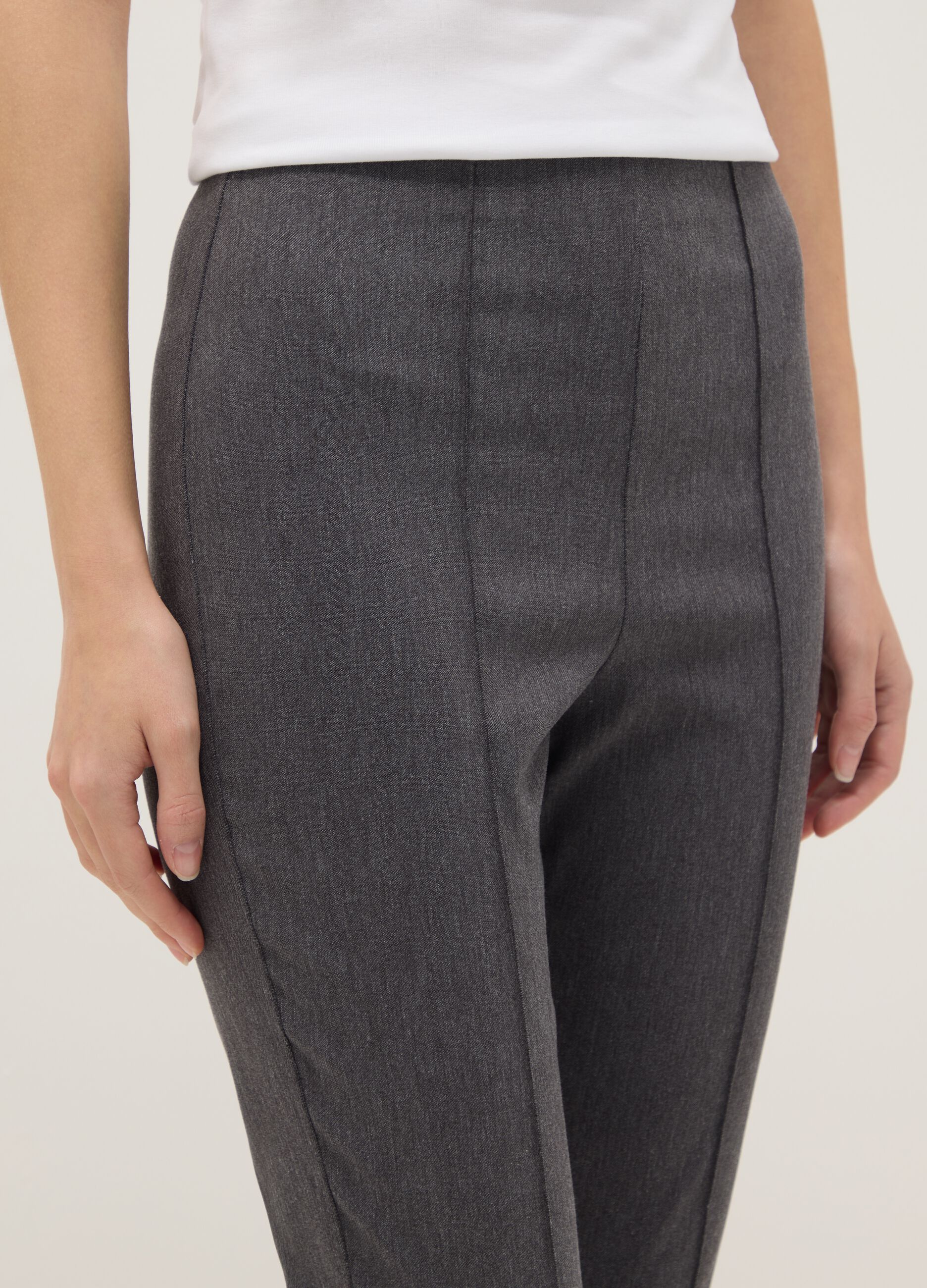 Grey Slim Fit Treggings Trousers