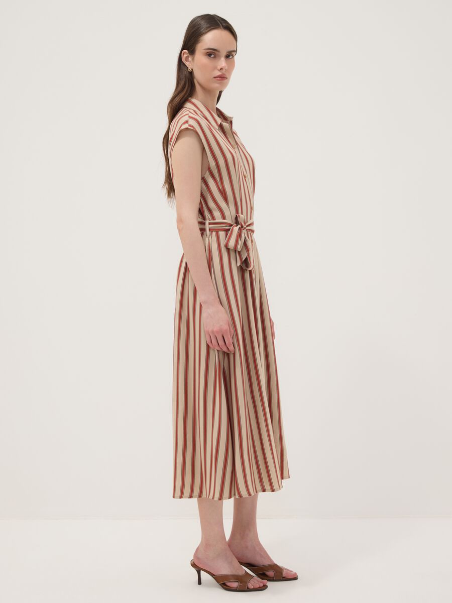 Multicolour pure viscose striped midi dress, regular fit_1