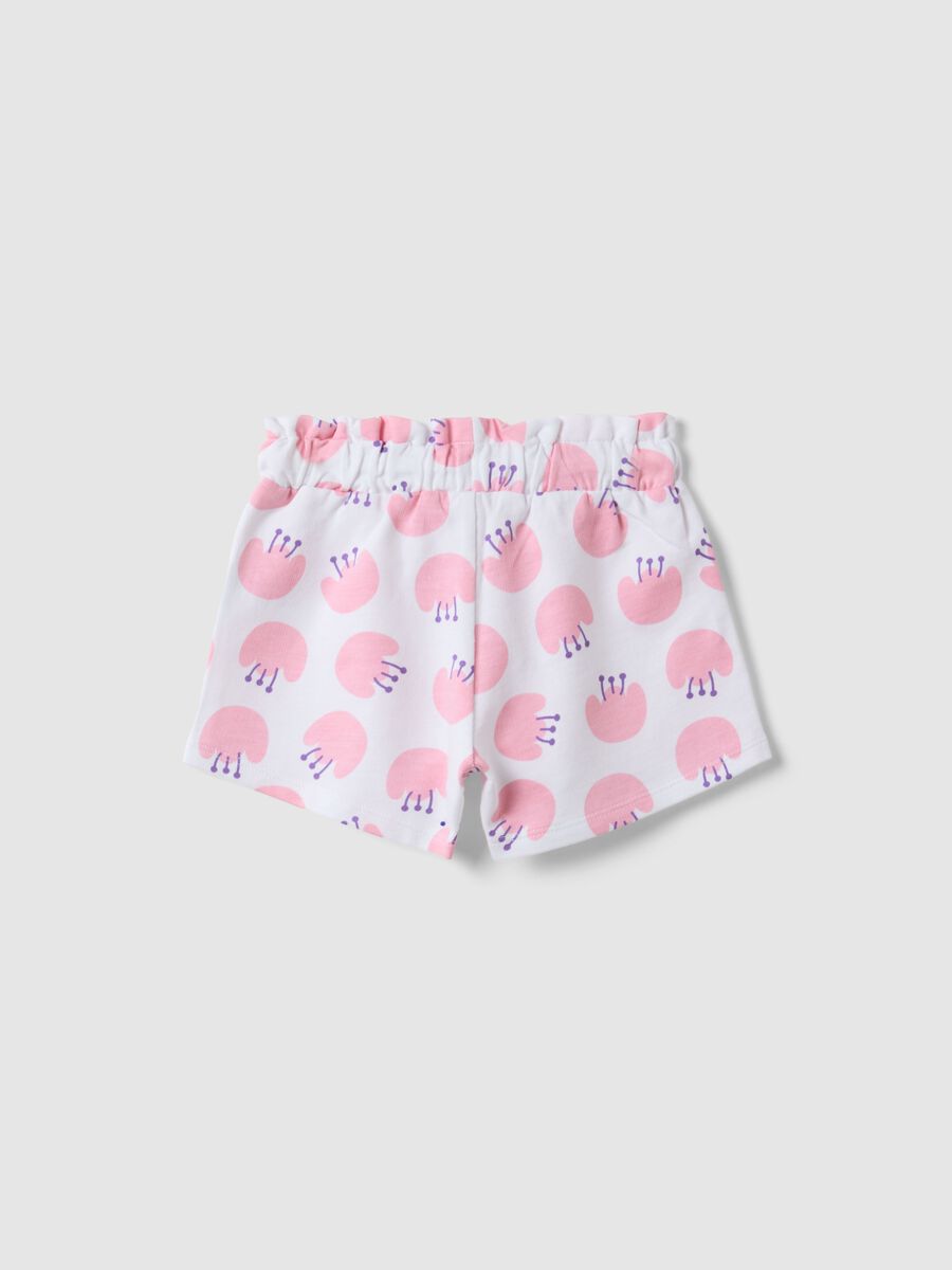 Short in puro cotone bianco da bimba regular fit con stampe_1