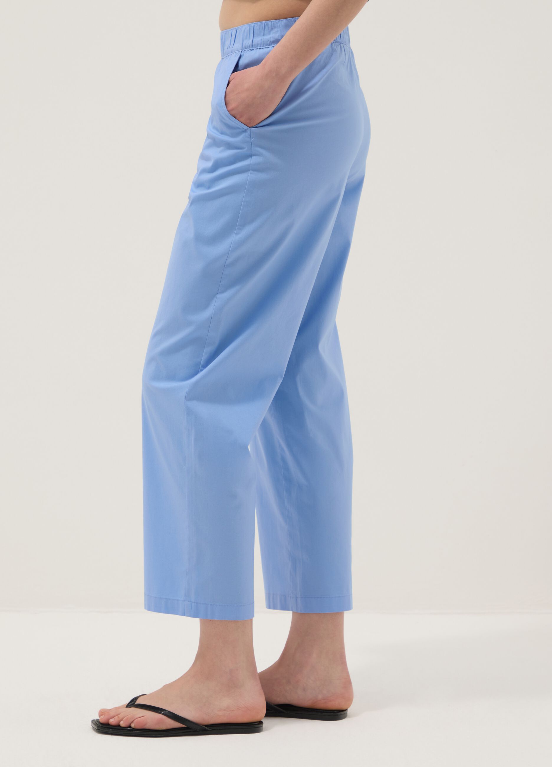 Light blue stretch cotton trousers