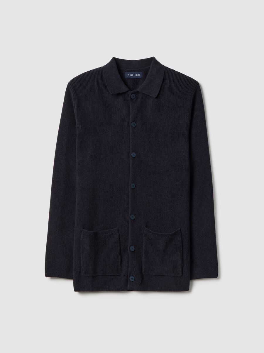 Cardigan in puro cotone blu regular fit_0