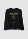 Black organic cotton crew-neck T-shirt with skull print for boys_3