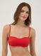 Red bandeau bikini top in stretch fabric_0