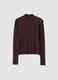 Brown ribbed viscose-blend top with high neck_4