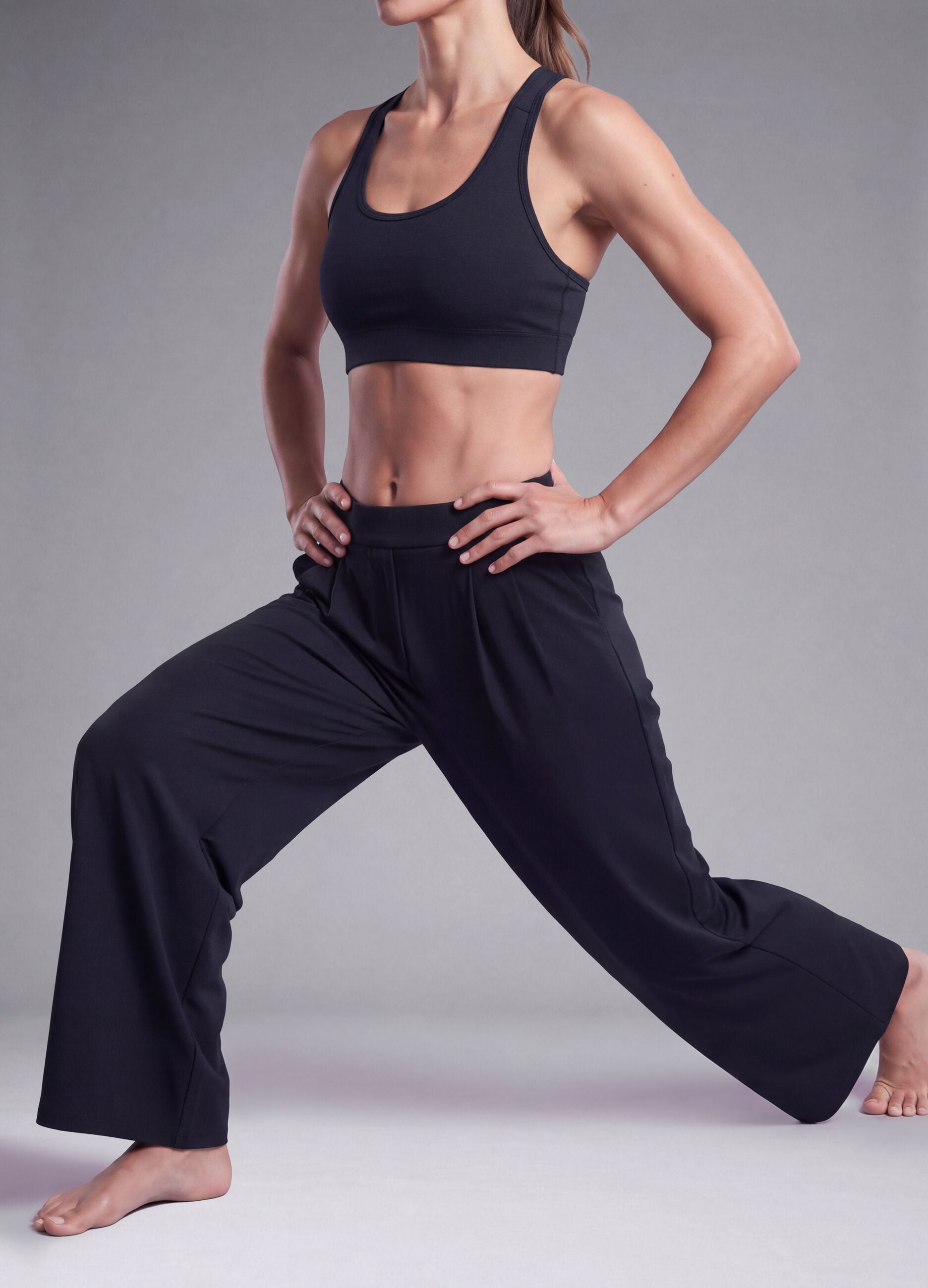 Black Easy Dry wide-leg stretch trousers ALTAVIA STUDIO