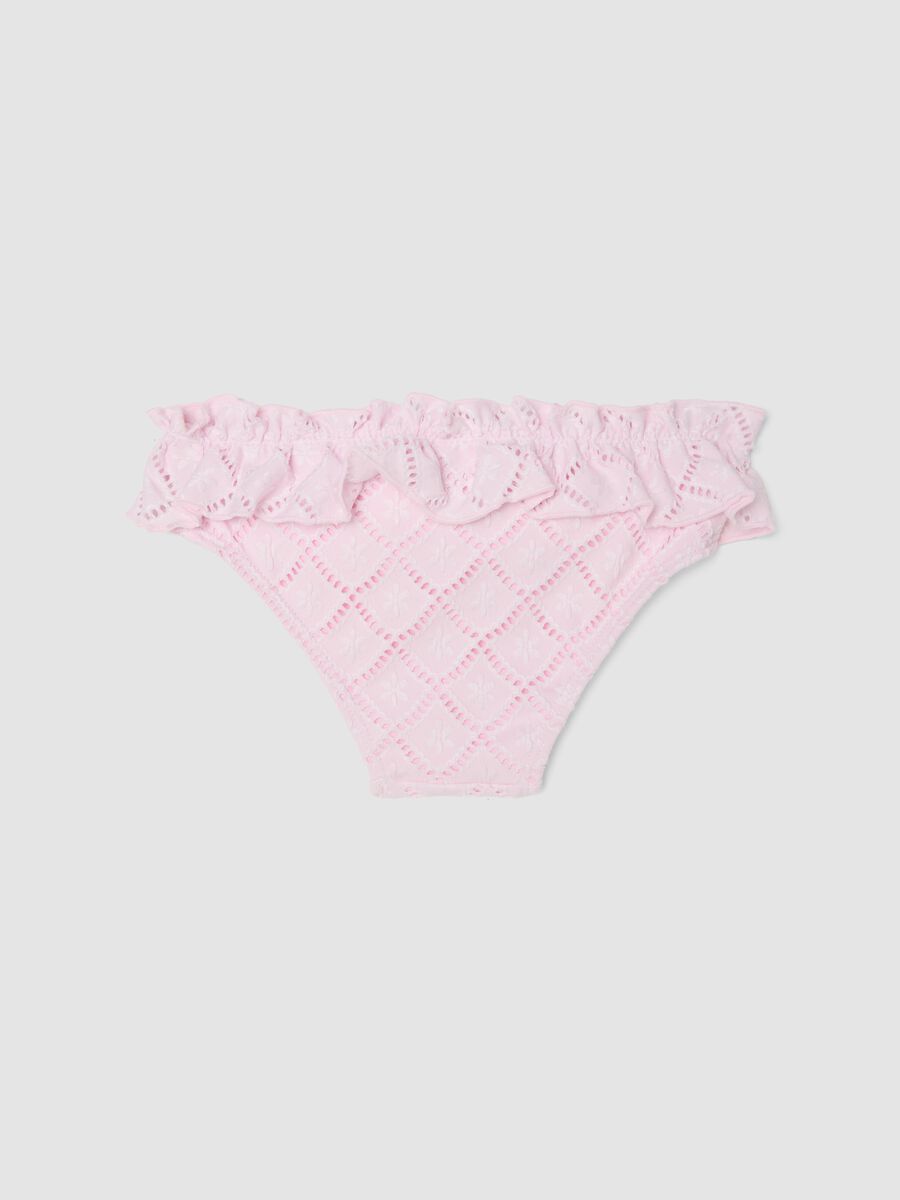 Pink stretchy bikini bottoms with frill_1
