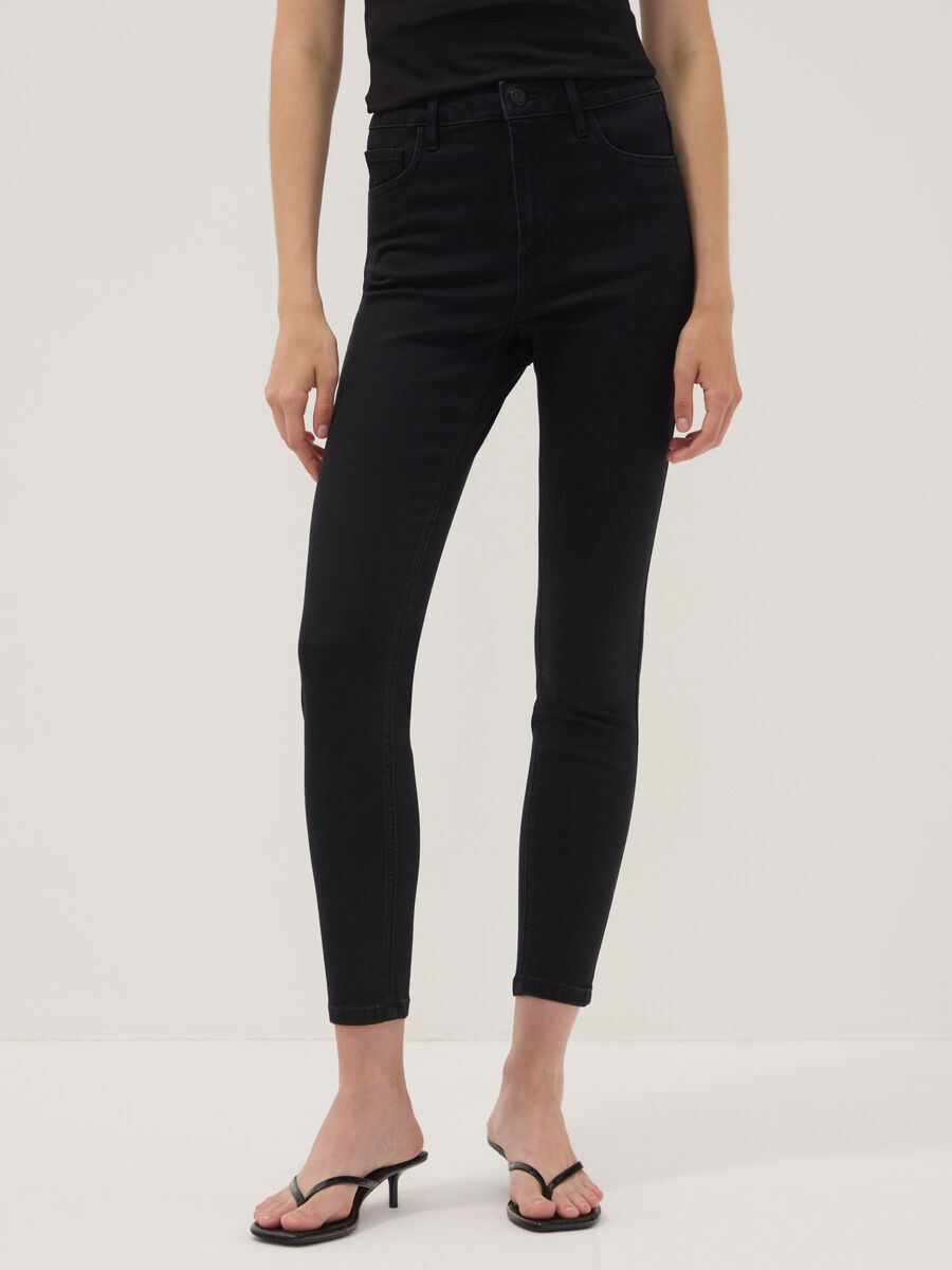 Black skinny-fit stretch cotton and viscose jeans_2