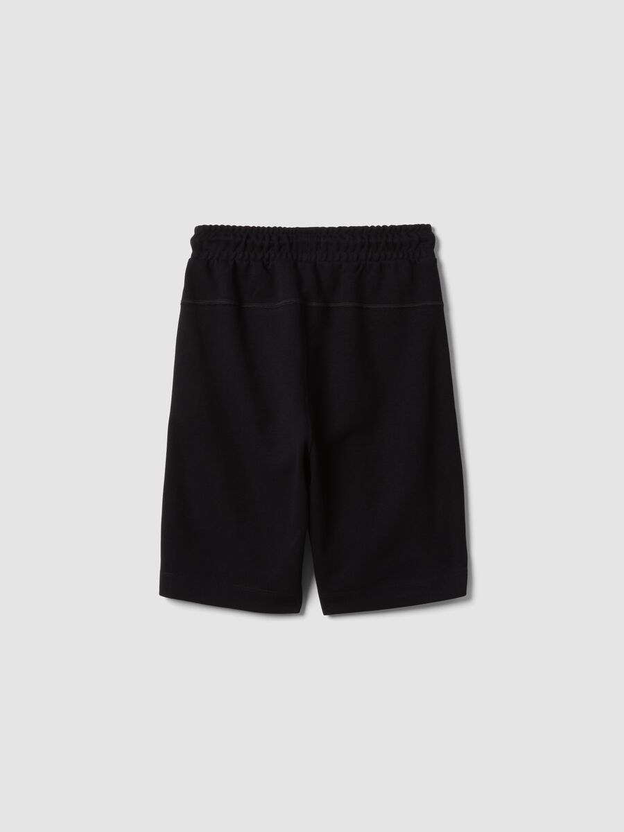 Black cotton-blend shorts with elasticated waist_4