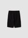 Black cotton-blend shorts with elasticated waist_4