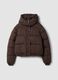 Brown oversized padded hooded puffer jacket_0